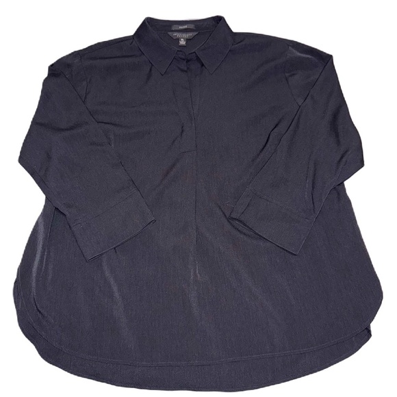 Investments Petites PL Paige Black Blouse 3/4 Length Sleeves Womens EUC - Picture 1 of 6